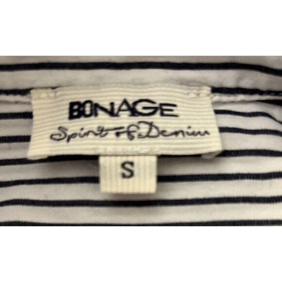 Bonage Spirit of Denim Ladies Small Button Front Shirt Striped Nautical Blouse - Picture 7 of 8